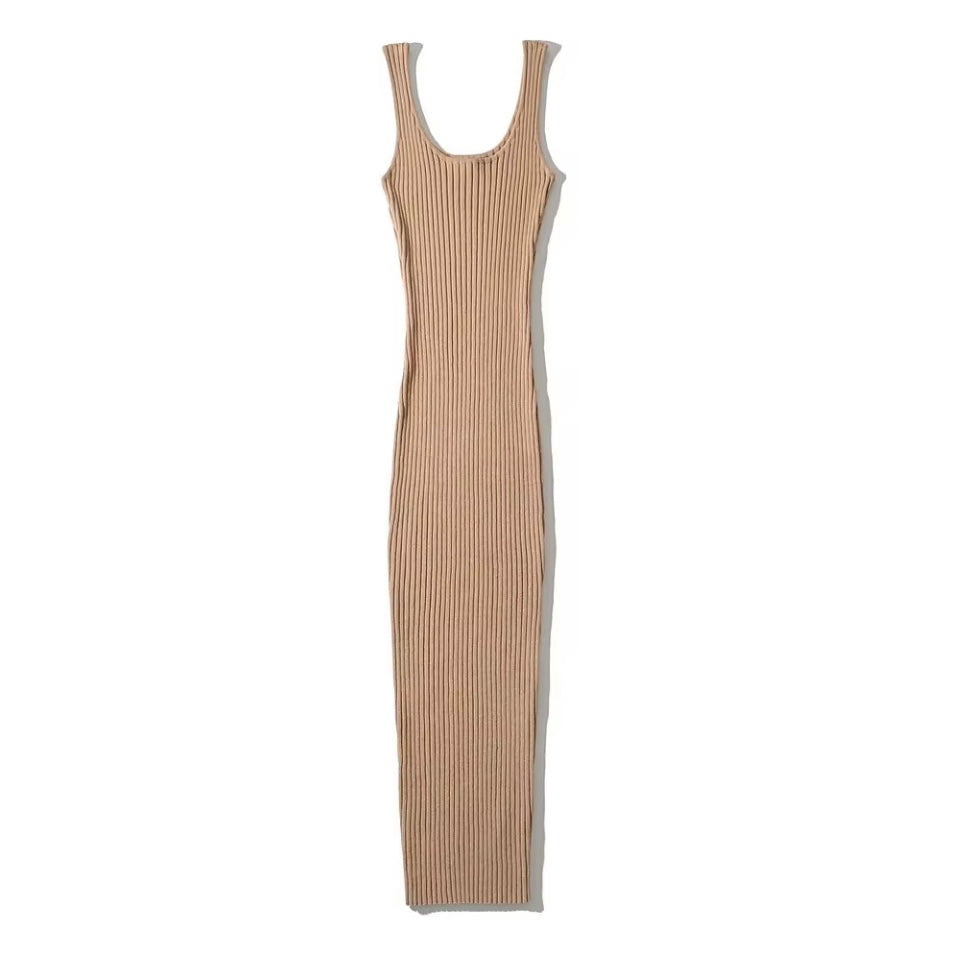 Pangea Slim Rib Knit Style Bodycon One Size Long Dress